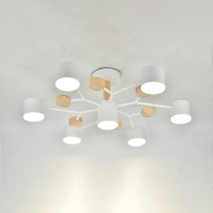 Люстра под лампу General  GCHL-7GX53-M Белая+Дерево Альберо