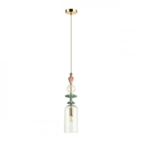 Светильник 4855/1 CLASSIC ODL_EX22 67 золото/раноцветн./керамика/стекло  E14 1*40W D113x480мм