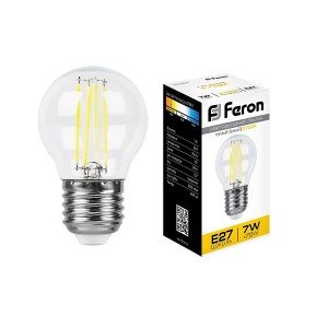 Лампа светодиодная Feron LB-52 Шарик E27 7W 2700K 25876