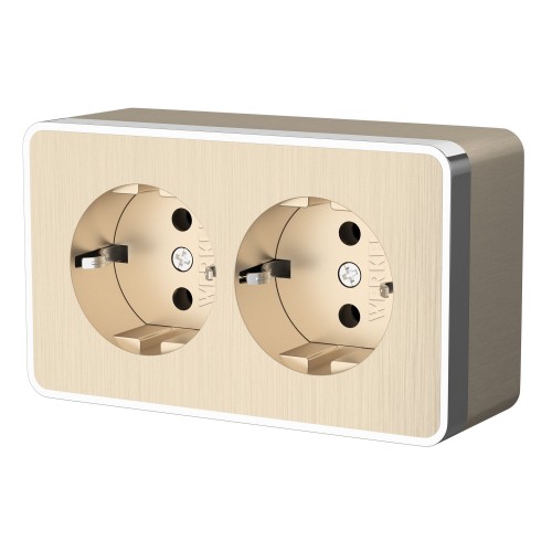 WERKEL WL15-02-03 / Розетка двойная с заземлением Gallant (Шампань рифленый) a041419 W5072110