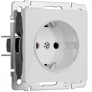 Розетка с заземлением (белый акрил)