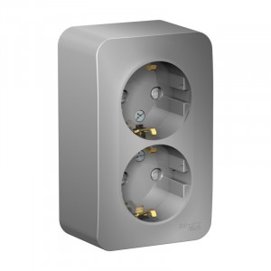 BLANCA алюминий Розетка2-ая О/У с з/к ИЗОЛ.ПЛ.,16А,250В