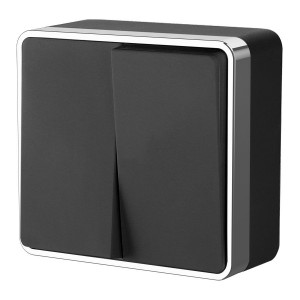 WERKEL WL15-03-01/ Выключатель  двухклавишный  Gallant (черный/хром) a041700 W5020035