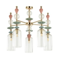 Светильник 4855/5C CLASSIC ODL_EX21 золото/разноцветн./керамика/стекло Люстра потолочная E14 5*40W B