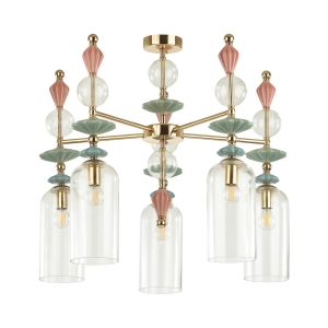 Светильник 4855/5C CLASSIC ODL_EX21 золото/разноцветн./керамика/стекло Люстра потолочная E14 5*40W B