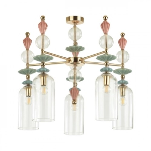 Светильник 4855/5C CLASSIC ODL_EX21 золото/разноцветн./керамика/стекло Люстра потолочная E14 5*40W B