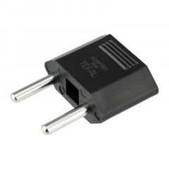 Адаптер сетевой (переходник) с Евро А/F на тонкую вилку С1 плоский 'Тефаль' 6А б/з черный (1 шт/уп) 