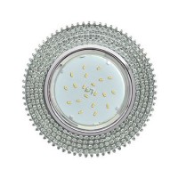 Ecola GX53 H4 Glass Круг с прозр.стразами (оправа хром)/фон зерк./центр.часть хром 40x120 (к+)