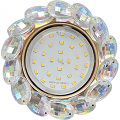 Ecola GX53 H4 Glass Круглый с большими хрусталиками Прозр.искристый/Золото 56x125 (к+)