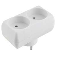 Сетевой разветвитель GTS-F-2-16, 16А, 2 места, плоский, б/з