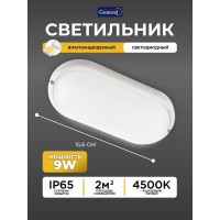 Светильник светодиодный ЖКХ 9Вт 230В 4500К IP65 овал General GCF-9BT-IP65-O-4-B