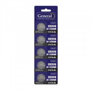 GBAT-CR2016 кнопочная литиевая  5pcs/card  (5/100/5000)