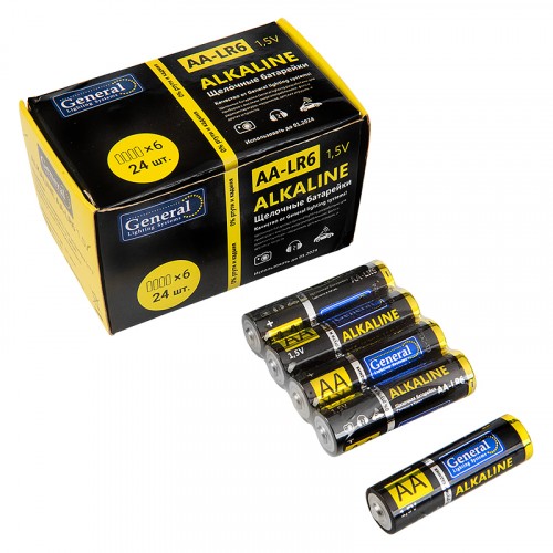Батарейка  GBAT-LR6  AA щелочная GNRL термоусадочная пленка 4 шт / коробка 24 шт RSP 4/24/720