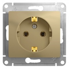 Розетка с заземлением, 16А, механизм, титан, GLOSSA  