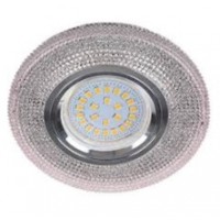 *** Ecola MR16 LD7069 GU5.3 Светильник встр. искристый с подсветкой "Модерн" Прозрачный / Хро