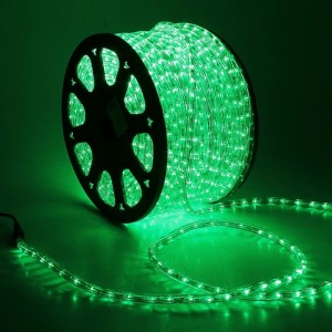 Дюралайт LED шнур 13 мм, круглый, 100 м, чейзинг, 3W-LED/м-36-220V. в компл. набор д/подкл. Зеленый
