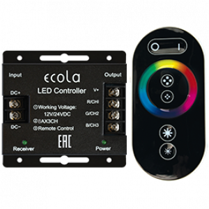 Ecola LED strip RGB RF  controller 24A 288W 12V (576W 24V) с кольцевым сенсорным черным радиопультом