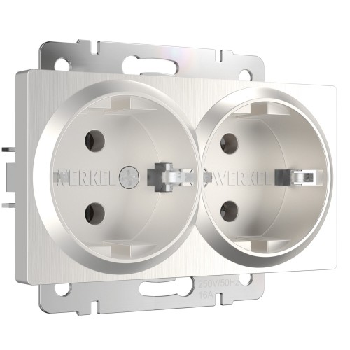 WERKEL WL13-SKG-02-IP20 / Розетка двойная с заземлениемм(Перламут.риф.) a041870 W1172013
