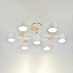 Люстра под лампу General  GCHL-7GX53-M Белая+Дерево Альберо