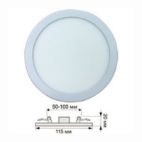 Ecola LED downlight встраив.1022 Круглый даунлайт с креплением под любое отверстие (50-100mm)  8W 220V 2800K 115x20