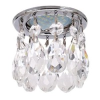 Ecola MR16 CR1006 GU5.3 Glass Стекло Круг с каплевидными хруст. на прямом подвесе Прозрачный / Хром