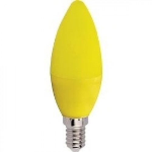 Ecola candle   LED color  6,0W 220V E14 Yellow свеча Желтая матовая колба 103x37