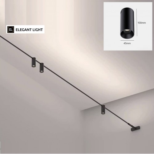 Светильник для струнной системы освещения DZN-45106 BLACK DAVIDE GROPPI INFINITO D45/H100/1/LED/8W