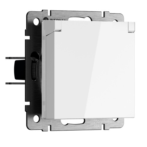 WERKEL  Розетка влагозащ. с зазем. с защит. крышкой и шторками (белая)  W1171201