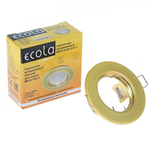 Ecola Light MR16 DL90 GU5.3 Светильник встр. плоский Перламутровое золото 30x80