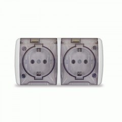 UNIVersal Клио роз. ОУ 2 мест. бел. (корп. ABS, земля, прозрачн. крышка IP54) К2232