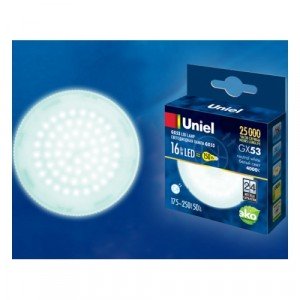Лампа светодиодная LED-GX53-16W/NW/GX53/FR PLZ01WH белый свет 4000К RSP