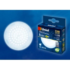 Лампа светодиодная. матовая LED-GX53-8W-6500K-GX53-FR PLZ01WH