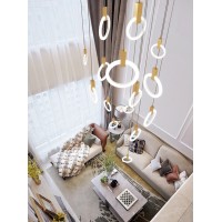 Светильник подвесной SAPFIR SPF-5388 ЗОЛОТО D10*190+5*280/H4000/15/LED/140W/4500K SYLE2 23-05