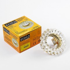 Ecola Light MR16 CD4141 GU5.3 Светильник встр. круглый с хрусталиками Прозрачный/зол