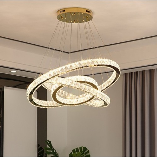 Светильник подвесной SPF-8689 GOLD/ЗОЛОТО ` D500+350+200/H1200/3/LED/80W 2.4G RIPPLE 24-09