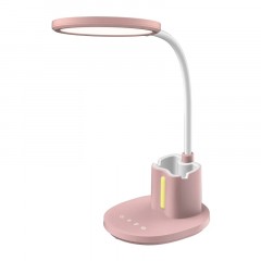 ULM-D150 15W/3000-6500K/DIM PINK Светильник настольный светодиодный с подставкой под телефон и канцелярские принадлежности. С ночной подсветкой. Сенсорный выключатель. Диммер. Розовый. TM Uniel, шк 4690485185147