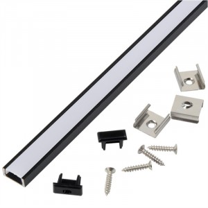 Профиль GAL-GLS-2000-7-16-B-B черный (2м профиль+черн. рассеиватель+ 2 заглушки + 4скобы с шурупами)