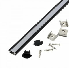 Профиль GAL-GLS-2000-7-22-B-B черный (2м профиль+ черн. рассеиватель+2 заглушки+4 скобы с шурупами)