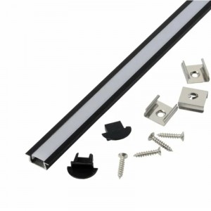 Профиль GAL-GLS-2000-7-22-B-B черный (2м профиль+ черн. рассеиватель+2 заглушки+4 скобы с шурупами)