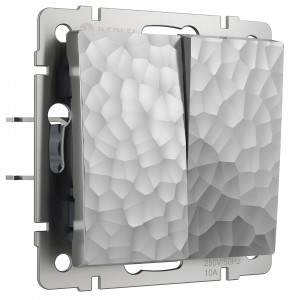WERKEL W1220006/ Выключатель двухклавишный Hammer (серебряный)