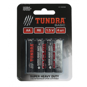 Батарейка солевая TUNDRA Super Heavy Duty, AA, R6 продается только по 4 штуки