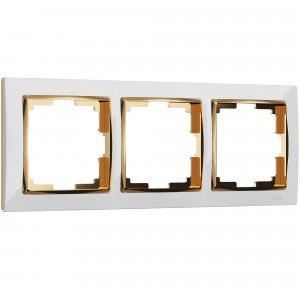WERKEL Snabb WL03-Frame-03-white-GD/ Рамка на 3 поста (белый/золото) a035254 W0031933