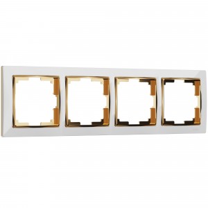 WERKEL Snabb WL03-Frame-04-white-GD/ Рамка на 4 поста (белый/золото) a035255 W0041933