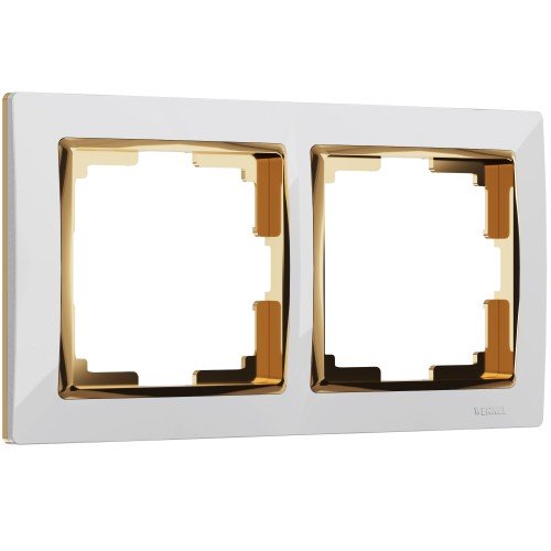 WERKEL Snabb WL03-Frame-02-white-GD/ Рамка на 2 поста (белый/золото) a035253 W0021933