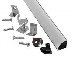 Профиль GAL-GLS-1000-16-16-B угловой черн. (1м профиль+рассеиватель+2заглушки+2 скоб с шуруп. 1/100)