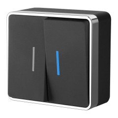 WERKEL WL15-03-03  Выключатель двухклавишный с подсветкой Gallant (черный/хром) a041702 W5020135