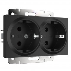 WERKEL WL08-SKG-02-IP20/Розетка двойная с заземлением (черный матовый) a040288 W1172008