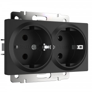 WERKEL WL08-SKG-02-IP20/Розетка двойная с заземлением (черный матовый) a040288 W1172008