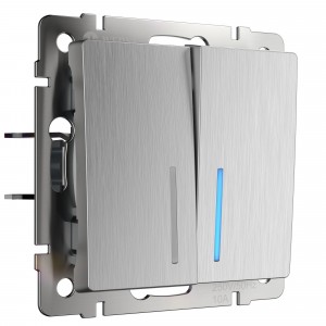 WERKEL WL09-SW-2G-2W-LED / Выключатель двухклавишный проходной с подсветкой (Сереб. риф.) a035657 W1122109