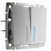 WERKEL WL09-SW-2G-2W-LED / Выключатель двухклавишный проходной с подсветкой (Сереб. риф.) a035657 W1122109